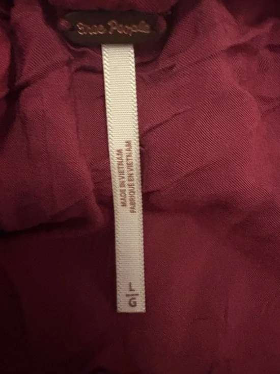 Free People Velvet Jumpsuit Wide Leg Burgundy Boho Overalls Adjustable Large - Picture 5 of 11